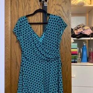 V Neck Faux Wrap Dress